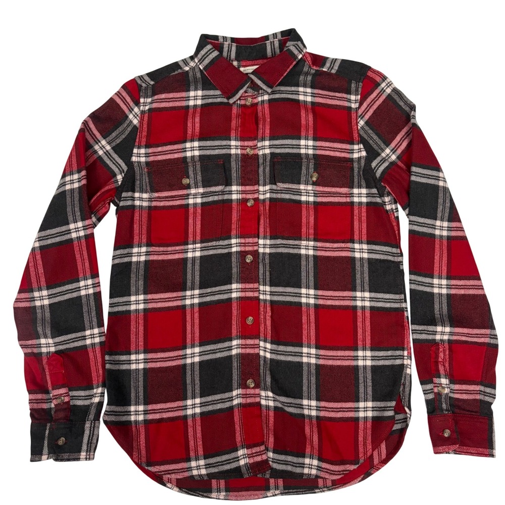 NWT American Eagle Red White Plaid Flannel Shirt‎ Women S Classic Fit 90s Style